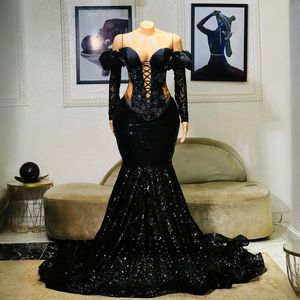 2024 Robes de bal plus taille pour femmes noires robes de soirée élégantes