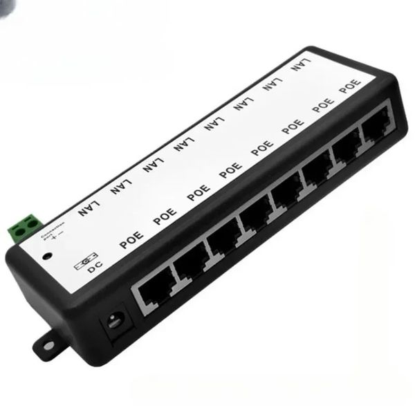 Injecteur POE 2024, 4Ports 8Ports, séparateur POE pour réseau de vidéosurveillance, caméra POE, alimentation sur Ethernet, IEEE802.3af, 12V-48V, AP sans fil