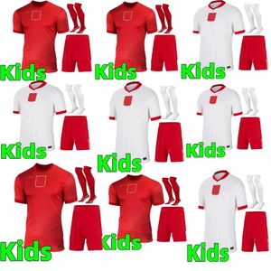 2024 Pologne Lewandowski Kids Soccer Jerseys Polonia 24/25 Krychowiak Grosicki Zielinski Milik Zalewski Szymanski Shirt Football Polish