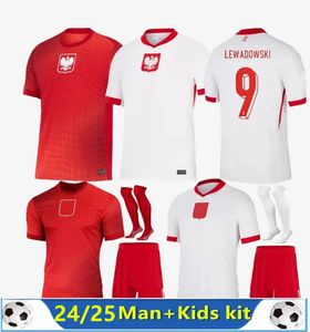 2024 Pologne Soccer Jerseys Hommes Kid Kit Polonia 2025 Lewandowski Zielinski Milik Zalewski Szymanski Shirt Football Shirt Polen Uniforme Boy 24 25 Pologne Bednarek