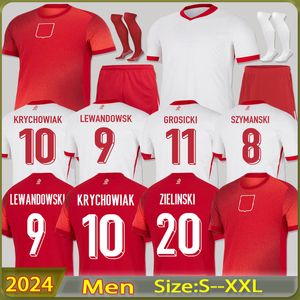 2024 Polands Europew Cullewandowski Soccer Jerseys Polonia 2024 Krychowiak Zielinski Grosicki Milik Zalewski Szymanski Shirt Football Shirt Kit Kid Kit Kit