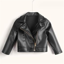 2024 Veste en cuir pour enfants avec col à revers en Pu de qualité supérieure, vêtements pour filles et garçons, manteau en cuir pour bébé, vêtements de moto en cuir