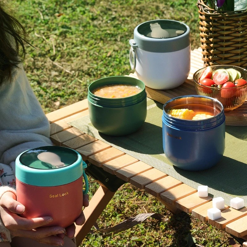 2024 Portable Breakfast Cup med lock och sked multifunktion havregryn kopp spannmålsmutter yoghurt mugg snack koppar liten lunchlåda soppa skål - för -