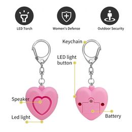 2024 Portable Emergency Girl Women Security Alarmen Zelfverdediging125 DB Decibel met LED Light Safety Key Chain Pedant Anti-Wolf For Women