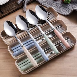 2024 Portable de vajilla de acero inoxidable portátil Chopsticks Spoon Spoon Workware para niños Cena de cocina Cena de acero inoxidable de acero inoxidable