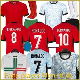 2024 Portugal Euro Football Jersey Ruben Ronaldo CR7 24 25 Retro B. Fernandes Camisa de fútbol Classic Men Kids Kit Women Women Football Jersey Fans de jugador Versión