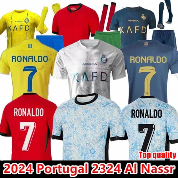 2024 Portugal Ronaldo camisetas de fútbol BERNARDO B.FERNANDES uniforme 24 25 Al Nassr FC Jersey MANE Hombres Niños Fans Player Versión Saudi CR7 Boys Football Shiirt Top