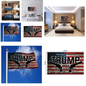 2024 President VS Verkiezing Vlaggen Trump Campagne voor Vlag Dubbelpistool Patroon Grappige Banners Polyester 10 5CGA B3