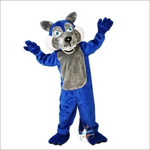 2024 Professionele Blauwe Wolf Wolfish Cartoon Mascotte Kostuum Wandelen Cartoon Anime Aarde Prestaties Kleding Aarde Rekwisieten Kleding