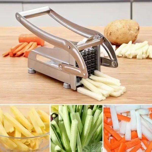 2024 Machine de coupe-frite de pomme de terre professionnelle avec 2 lames en acier inoxydable Manuel de légumes Slicer Cuisine Gadgets Professionnel