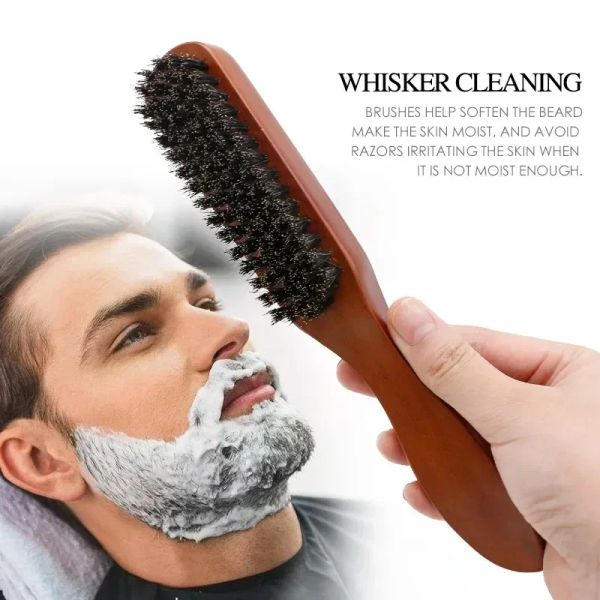 2024 Professeur de sanglier doux Bristle Brosse à barbe Brosse de rasage de rasage de rasage de brosse Moustache de peigne moustache avec sac cadeau peigne à cheveux pour le toilettage pour hommes