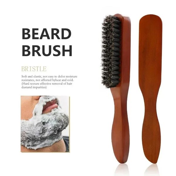 2024 Profesional Borrador suave Soft Bristle Madera Cepillo de barba Pelado Pincel de afeitado Comb Kit de peine bigote con bolsa de regalo Peine set - para