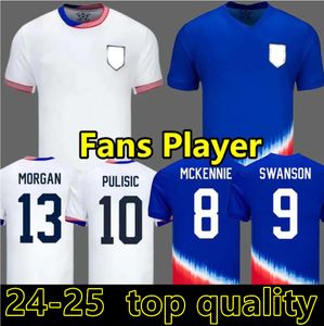 2024 Jerseys de football Pulisic McKennie Morgan Reyna Aaronson Swanson Adams Lloyd 24 25 America États-Unis USA Jersey Football Shirt Fans Jouer Jersey 888888