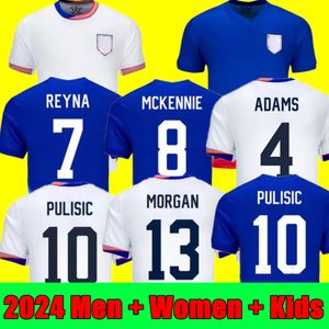 2024 Jerseys de football Pulisic Reyna Aaronson Weah Acosta McKennie 24 25 Maillot de Futol Ferreira dest Morgan USA Football Shirt Rapinoe Dunn Men Women Kids