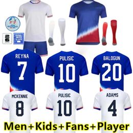 2024 Pulisic Usas voetbaltruien Reyna Aaronson Weah Acosta McKennie 23 24 Maillot de Futol Ferreira Dest Morgan Us A Football Shirt Rapinoe Dunn Men Women Kids