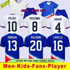 2024 Pulisic Usas voetbaltruien Reyna Aaronson Weah Acosta McKennie 24 25 Maillot de Futol Ferreira Dest Morgan Rapinoe Dunn Us A Men Women Kids Football Shirt