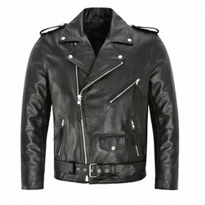 2024 Punk hommes veste en cuir PU moto Fi Slim Fit manteau en cuir E3RW #
