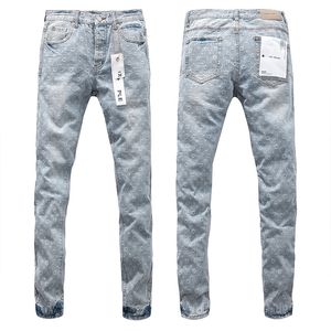2024 Paarse jeans Top Herenjeans Donkergrijs blauw Skinny Fit Patch Vintage Distress Ripped Destroyed Stretch Biker Denim Zwarte slanke hiphopbroek voor heren Jean