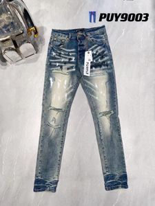 2024 Purple Brand Jeans Mens Designer Jeans dames trendy merkbroek hoogwaardige mode heren jeans coole stijl noodlijdende gescheurde fietser blauwblauw Jean Slim Fit