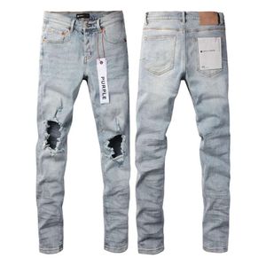 2024 pantalon de créateur violet pantalon empilé broderie de motard déchiré pour la taille de tendance jeans hommes larmes de pantalon européen de jean hombre vj668