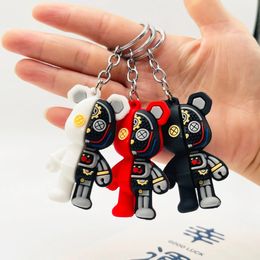 2024 PVC Robot Mechanische Beer Sleutelhanger Lederen Sleutelhanger voor Mannen Autosleutel Vrouwen Handtas Hanger Mode Punk Halve Schedel Lichaam sleutelhanger