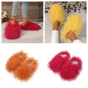 2024 Qualité Pantoufles Femmes Hommes Furry Diapositives Sandales Fourrure Rose Fluffy Plat Hiver Chaud Sandale Chaussures Pantoufles GAI