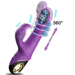 2024 Vibratrice de lapin 360 ° Rotation télescopique Automatique GSPOT CLITORIS Stimulator Vaginal Masturbator Sex Toys for Women 240412