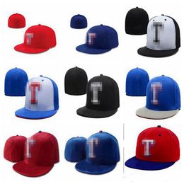 2024 Rangers- T lettre casquettes de baseball hommes femmes sport casquettes plates été os hip-hop sport extérieur entièrement fermé chapeaux ajustés