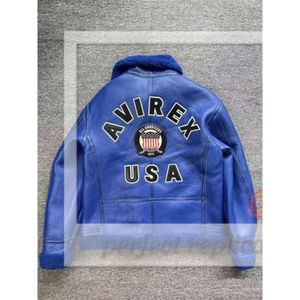 2024 Rood Geel Bomberjack VS Maat AVIREX Casual Atletisch Dik Schapenvachtleer Vluchtpak Coole jassen Varsity Jacket Vintage lederen vluchtjack 371