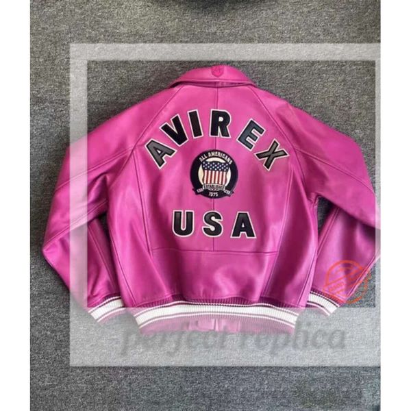 2024 Rouge Jaune Bomber Veste USA Taille AVIREX Casual Athlétique En Peau De Mouton Épaisse Costume De Vol En Cuir Cool Vestes Varsity Jacket Vintage Leather Flight Jacket 218