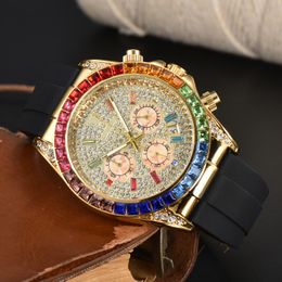 2024 relogio masculino diamanten herenhorloges luxe horloge mode zwarte wijzerplaat kalender gouden armband vouwsluiting meester mannelijke geschenken koppels