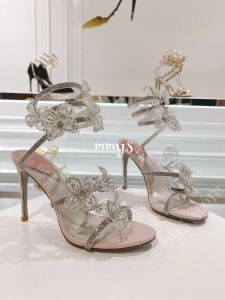 2024 Rene Caovilla Butterfly Crystal Sandalias decorativas Stiletto Women Vestido de noche zapatos de diseño de mujeres