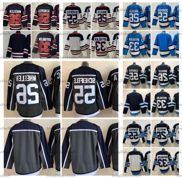 Maillots de hockey gris rétro inversé 2024 55 Mark Scheifele 26 Blake Wheeler (C) 33 Dustin Byfuglien Heritage Classic White Stitched Jerseys Li 84