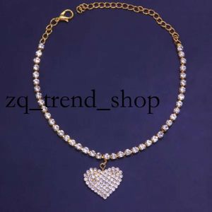 2024 Rhinestone Heart Pengdant Chain 14K gouden enkelbanden luxe armband op beenaccessoires voor vrouwen trouwfeest mode sieraden 38