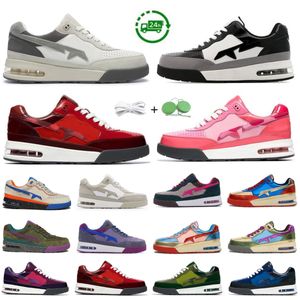 2024 Road Sta Hombres Mujeres Zapatos para correr Diseñador Zapatilla de deporte Charol Negro Blanco Rosa Púrpura Azul Verde Beige Gamuza Pastel Gris Skunk Entrenadores para hombre Zapatillas deportivas