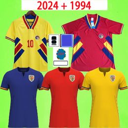 2024 Jerseys de football en Roumanie 24 Home Away Dragusin Stanciu Puscas Alibec Mihaila 94 Vintage Football Shirt Retro 1994 Hagi Popescu Raducioiu Tanase Uniforme