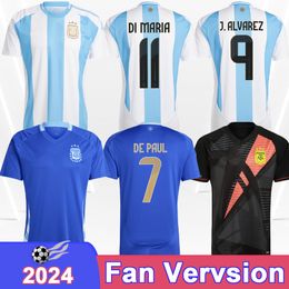 2024 Romero Mens Soccer Jerseys National Team Martinez Di Maria Romero de Paul Mac Allister J.Alvarez Tagliafico Home Away GK Football Shirts