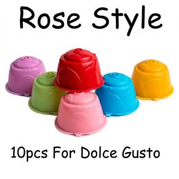 2024 Rose stijl herbruikbare koffiecapsule voor Gusto Coffee Machine 10pcs pakket capsule corp herbruikbaar 1. voor Gusto Coffee Machine Rusable 1.