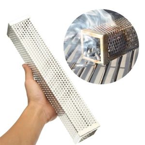 2024 Rond Vierkant 6/12 inch BBQ Houtpellets Rokerbuis Roestvrijstalen Rookgenerator Mesh Pijp voor Grill Warm of Koud Roken