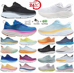 Ho One Clifton 9 Bondi 8 Running Shoes Triple Black White Bellwether Summer Summer Country Air Menores Mujeres Mujeres Trainers Yhqt#