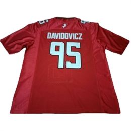 2024 Rutgers Scarlet Knight Justin Davidovicz #95 Echte Borduurwerk Jersey maat S-4XL of Custom enige naam of nummertrui