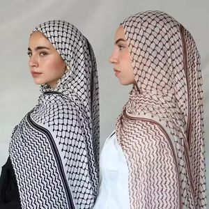 2024 S Keffiyeh Print Moslim dames hijab Keffiyeh Palestina Hoge kwaliteit Scarf Hijab Moslim dames sjaal 185*70cm 240419