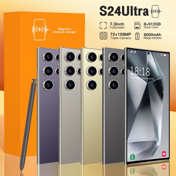 2024 S24 Ultra Smartphone 5G 7.0HD 16 Go + 1T Dual Sim Phone cellulaires d'origine Téléphone cellulaire Android Déverrouillé 72MP 7000mAh Téléphone mobile