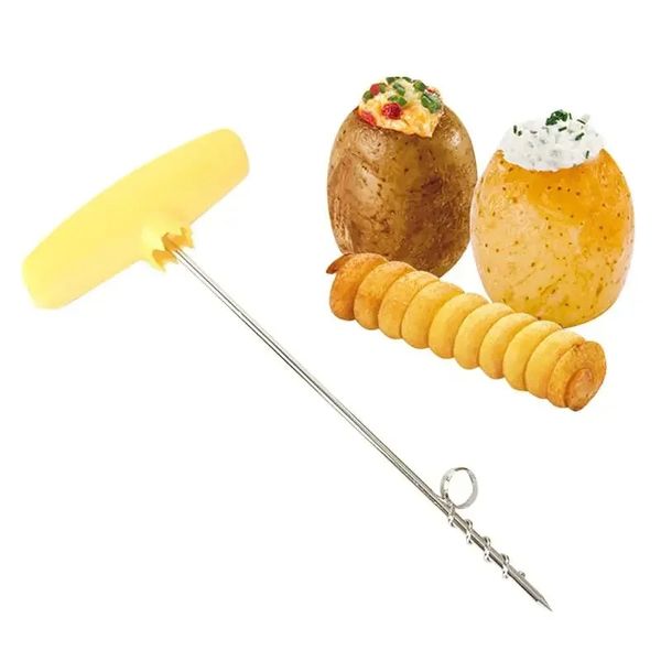 2024 Venta creativa de papa cortada rotativa bandeja de papa espiral cuchillo de cuchillo manija de accesorios de cocina de rollo de papa