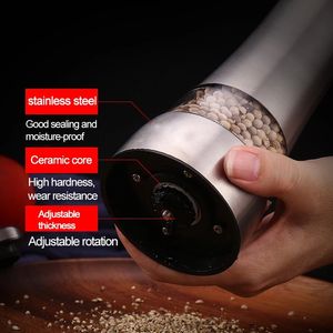 2024 Zout- en peper graanmolen Shakers roestvrijstalen metalen voedselmolenpulverbinding Spice Jar Comple Container Keukengereedschap - voor zout