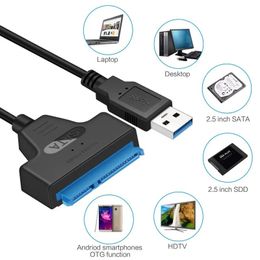 2024 SATA à USB 3.0 / 2.0 Câble jusqu'à 6 Gbit / s pour 2,5 pouces Drive du disque dur externe SSD SATA 3 22 PIN