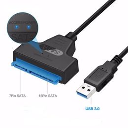 2024 SATA à USB 3.0 / 2.0 Câble jusqu'à 6 Gbit / s pour 2,5 pouces Drive du disque dur externe SSD SATA 3 22 PIN