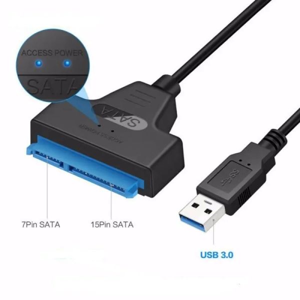 2024 Câble SATA à USB 3.0 / 2.0 jusqu'à 6 Gbit / s pour 2,5 pouces Drive du disque dur externe SSD SATA 3 22 PIN