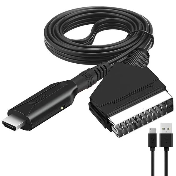 2024 Scart a HDMI Compatible Converter para HDTV DVD y PS3 Pal/NTSC Adaptador de video de audio para el cuadro Set-Top Mejora su experiencia de visualización