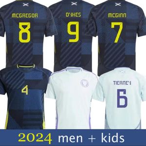 2024 Camiseta de fútbol de Escocia Local Azul Visitante Blanco Euro kit para hombres y niños Camiseta de fútbol